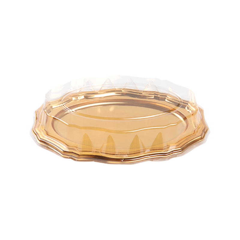 Bandeja de pastel de plástico dorado