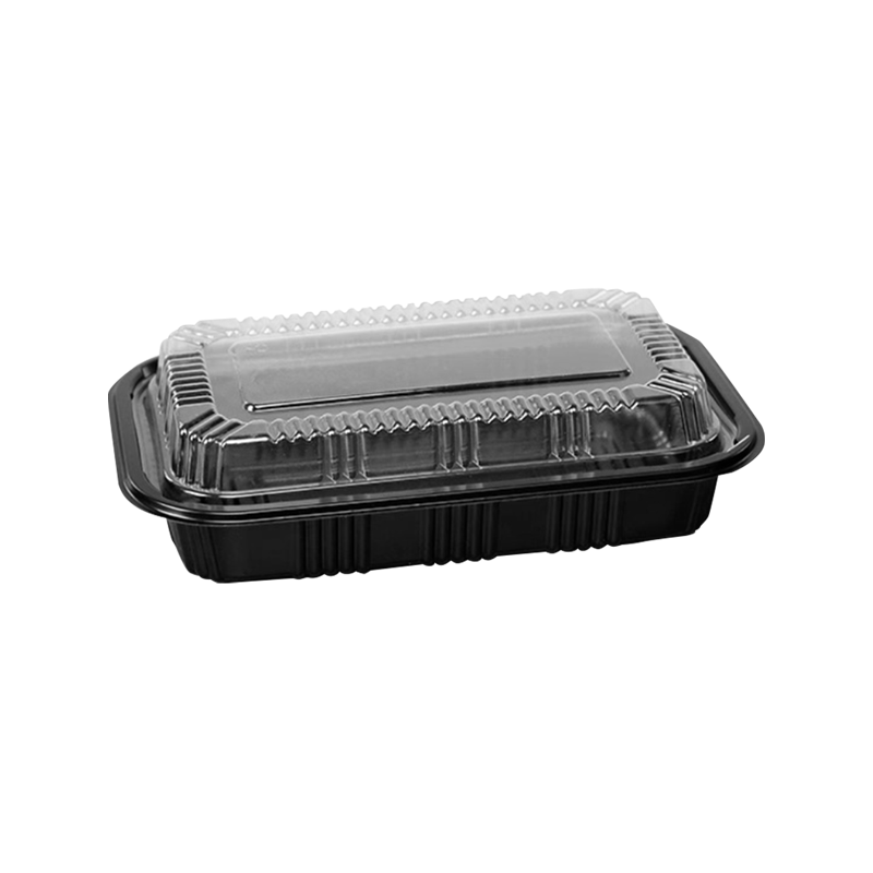 Caja de empaque de base negra rectangular con tapa