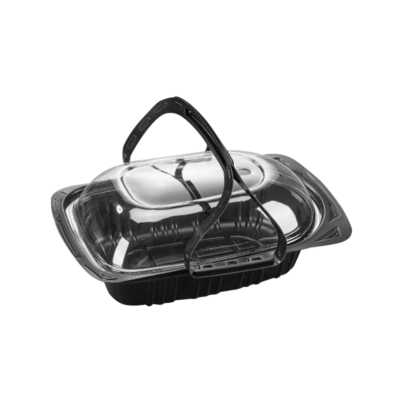 Contenedor desechable de plástico para pollo asado portátil