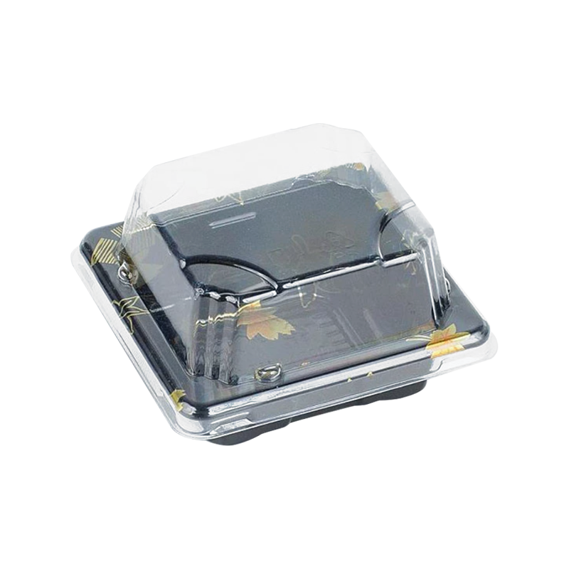 Recipiente de pastel de plástico negro desechable